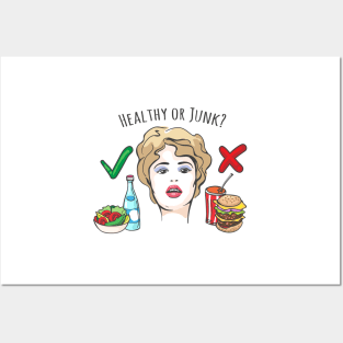 Healthy and Junk Food Concept Illustration Posters and Art